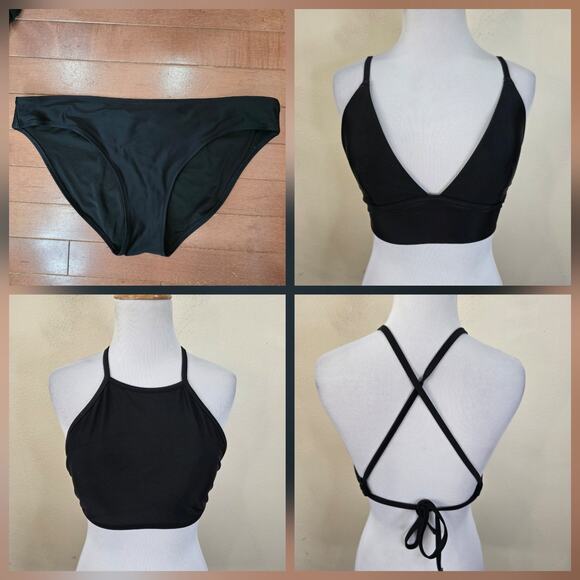 aerie Other - Aerie Bikini Set 3 Pieces Mix & Match Black Small & Medium Triangle